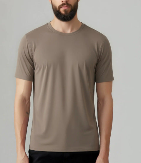 New arrival: cross-border, skin-friendly, quick-dry men's crew neck t-shirt - perfect for sports, casual wear, and versatile use: basketball, tennis, hiking, and commuting