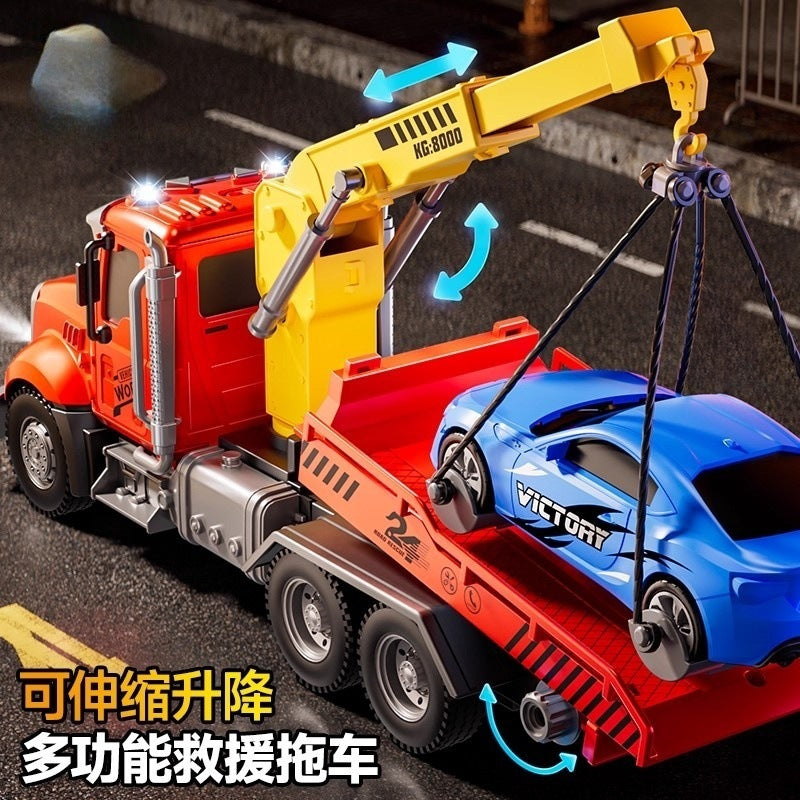 Kids' large fire truck ladder cargo rescue truck tractor truck construction crane tow truck toy for boys, ages 3-6