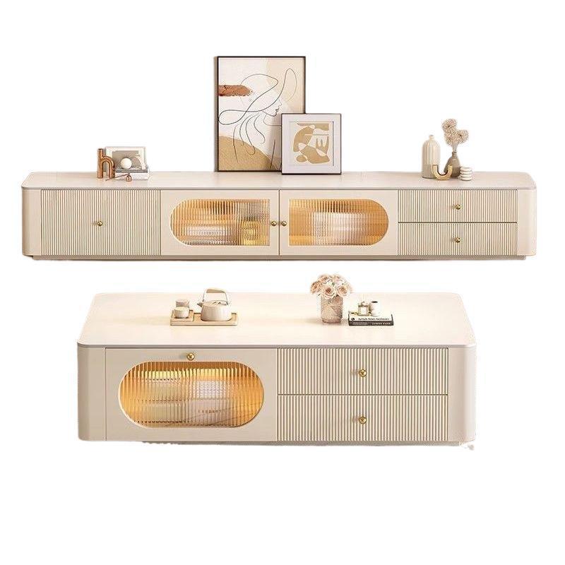 Solid wood tv stand living room home modern minimalist floor cabinet new coffee table tv cabinet glass other