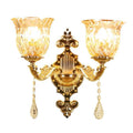 European-style crystal modern wall sconce for living room, background wall, bedroom, bedside, hallway, stairway - double-headed high-end wall lamp