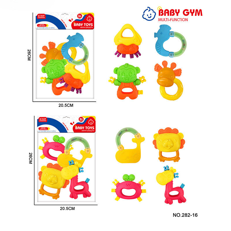 Cross-border export babies 0-12 months can be boiled baby bite glue toothpaste set newborn hand claw rattle bed bell