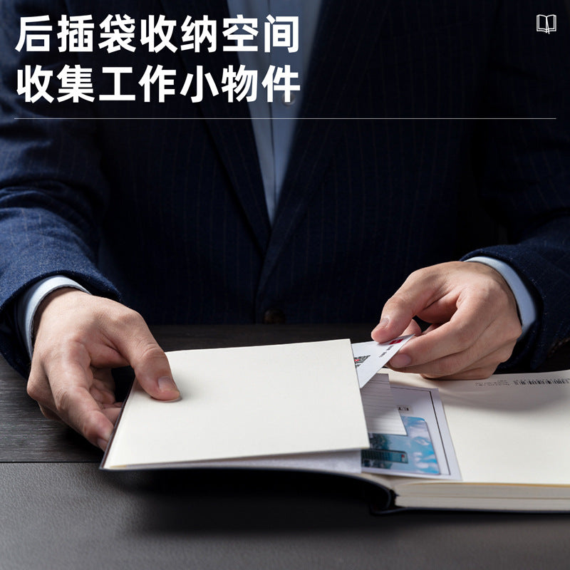 Deli 22215 leather book PU material 25K business notepad with pen insert oblique strap notebook wholesale