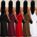 C7608 cross-border   fashion women's sexy see-through mesh halter tie-up dress