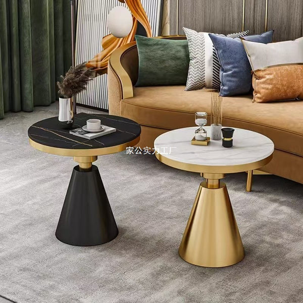 Simple and modern small coffee table, sofa side, household living room corner, Nordic wrought iron light luxury marble small round table