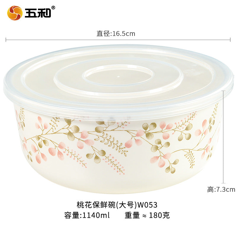 Bowl set Fresh-keeping bowl Instant noodle bowl Melamine tableware Lunch box Imitation porcelain round soup bowl with lid Sealed bento box