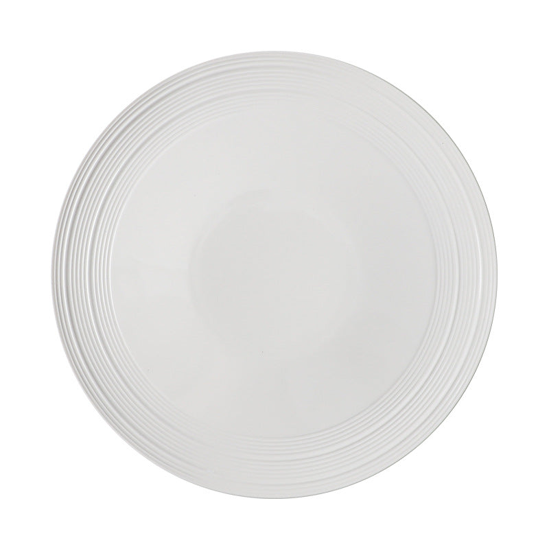 Creative western-style steak plate, hotel pasta plate, striped ceramic plate for home use, restaurant dessert presentation plate, wholesale tableware