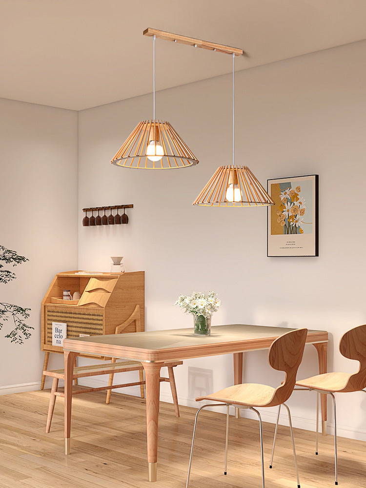 Japanese restaurant chandelier Nordic simple log dining table light retro wabi wind room homestay bar lighting handmade