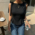 fashionnew arrival sleeveless tops bowstie back waist slimming lookrufflestops women's summer