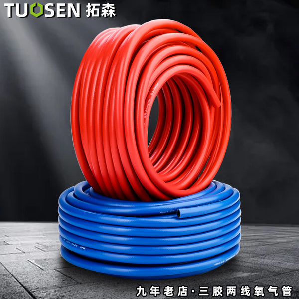 Tuosen High Pressure Rubber Hose 8mm Oxygen Pipe Industrial Welding and Cutting Hose Pipe Two Color Wear Resistant Rubber Acetylene Pipe