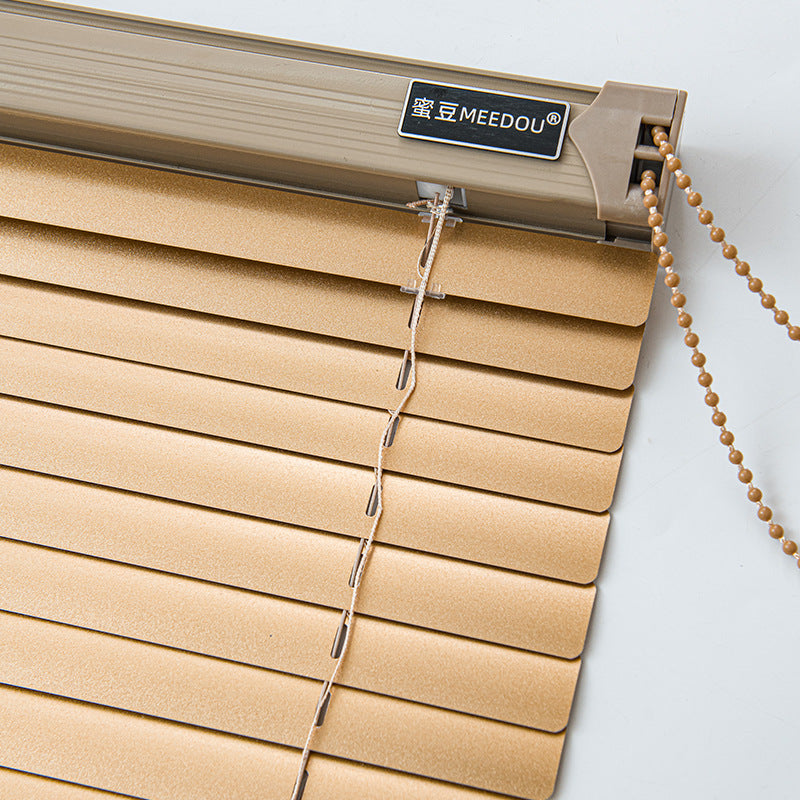 Pleated blinds without punching, simple bathroom, bedroom, office, aluminum alloy shading and lifting [honey bean]