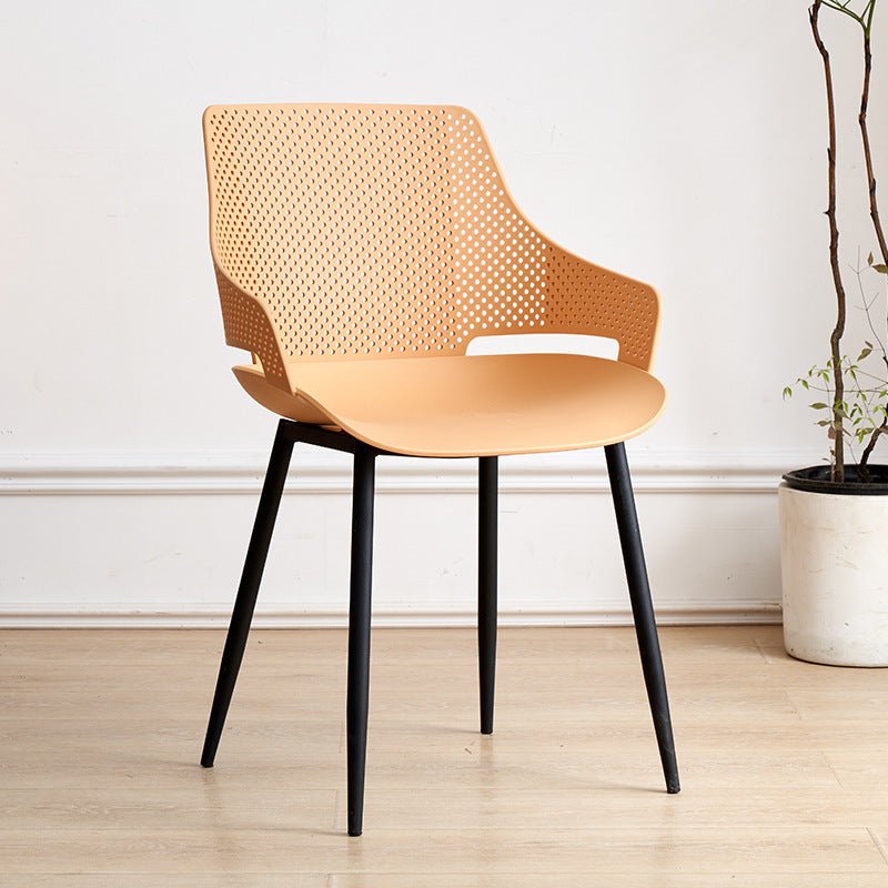 Nordic style iron and plastic backrest dining chair - suitable for dining room, outdoor, bedroom vanity, library, and casual seating