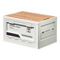 Collapsible storage box for outdoor camping, car trunk, and multi-purpose use - wooden lid organizer