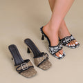 K-style buckle one-strap sandals for women summer outwear thin heels open toeeasiest for matchwork clothing slippers belt buckle high heels