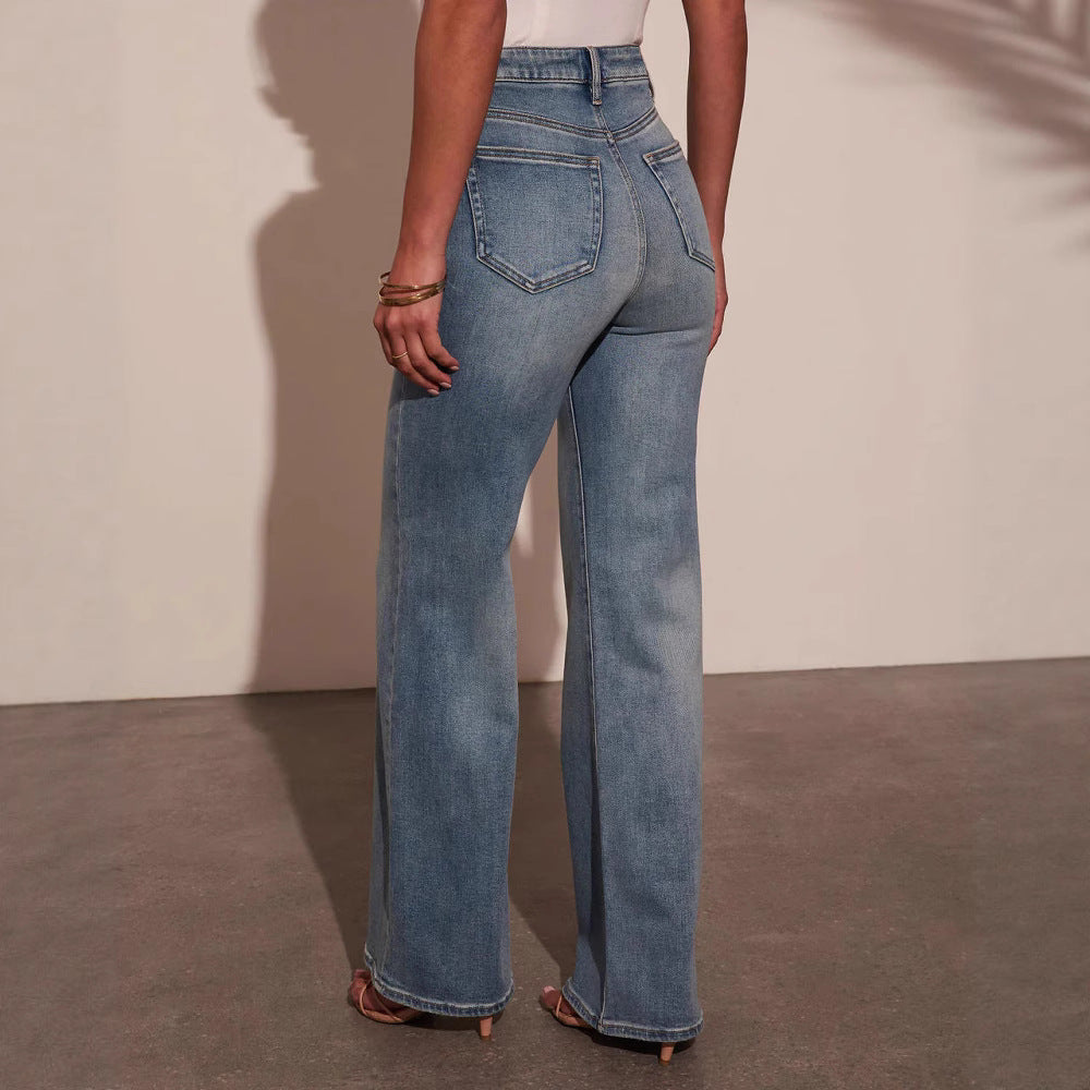 Exportfashionjeans women's new hot-selling cross-border elegantwork clothingloose pants washed stretch fashionjeans