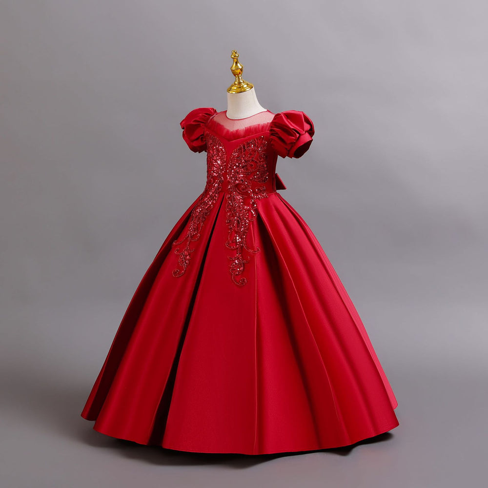 New arrival: satin sequin princess dress for girls - perfect for flower girls, piano recitals, and special occasions