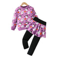 halloween girls' sweatshirt & pleated skirt pants set - purple pumpkin & little ghost design - kids' holiday two-piece outfit