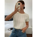 code new arrival  original women's pure color round neck short-sleeved casual style t-shirt texture