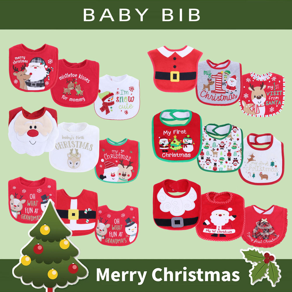 Merry christmas baby bib christmas theme saliva towel baby embroider bib anti-dirty cute