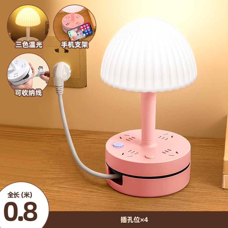 Integrated led desk lamp with socket, plug-in multifunctional dual-use usb energy-saving night light, bedside eye-care study reading lamp