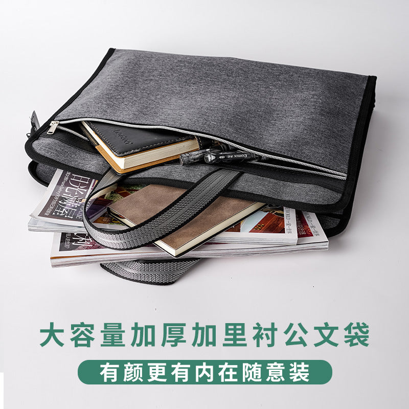 Oxford cloth a4 zipper file folder - men's office document bag, waterproof, large capacity briefcase with custom printing