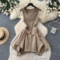Intellectual style sleeveless a-line asymmetricaldress women's summer short-sleeved waist slimming lookeasiest for match sundress summer