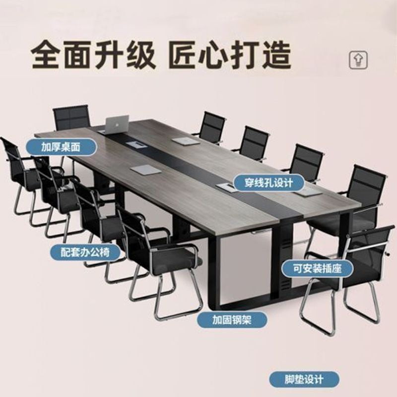 Modern minimalist office desk and chair set - computer desk, office partition, and long table for employees