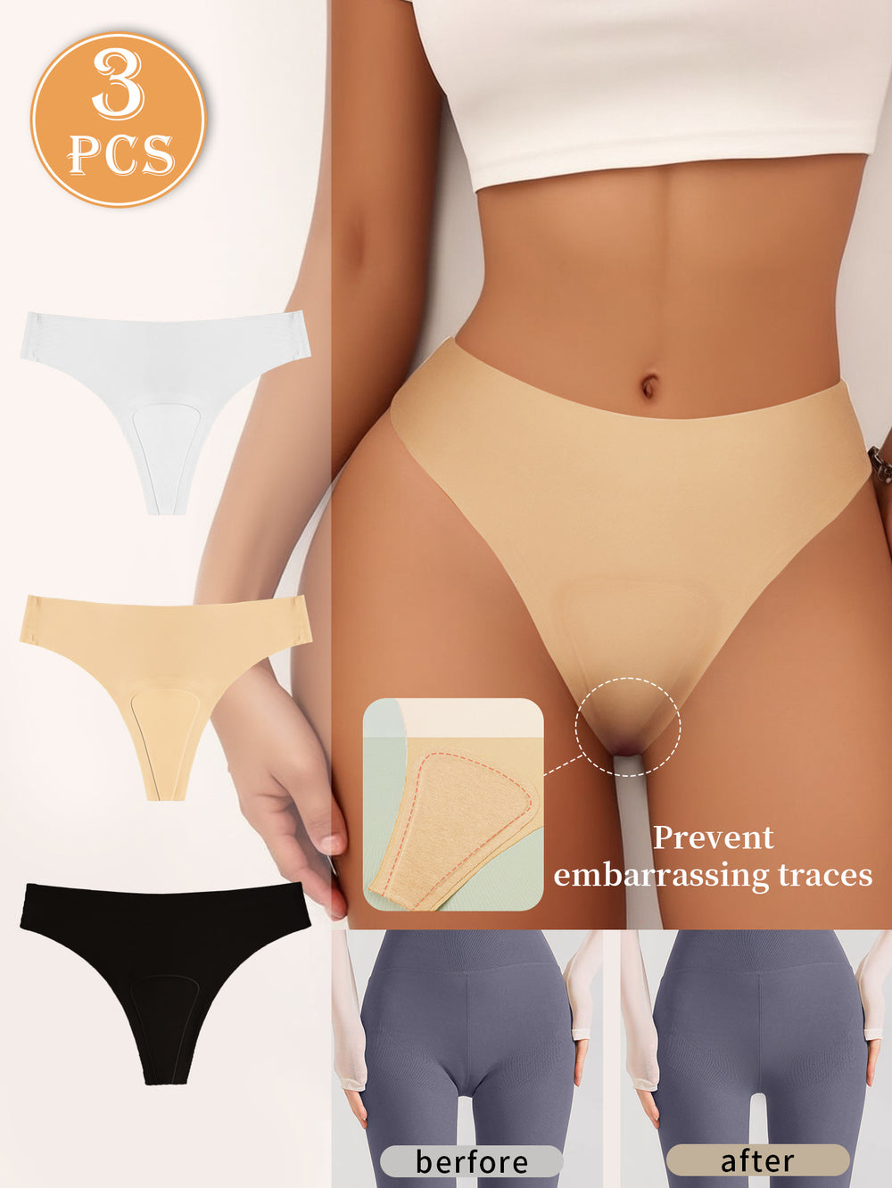 foreign trade ice silk seamless anti-embarrassment low-waist underwear sports yoga anti-embarrassment line underwear for women  new style
