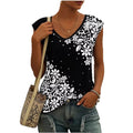 casual sleeveless v-neck floral and vine print polka dot comfortable versatile loose-fit summer top