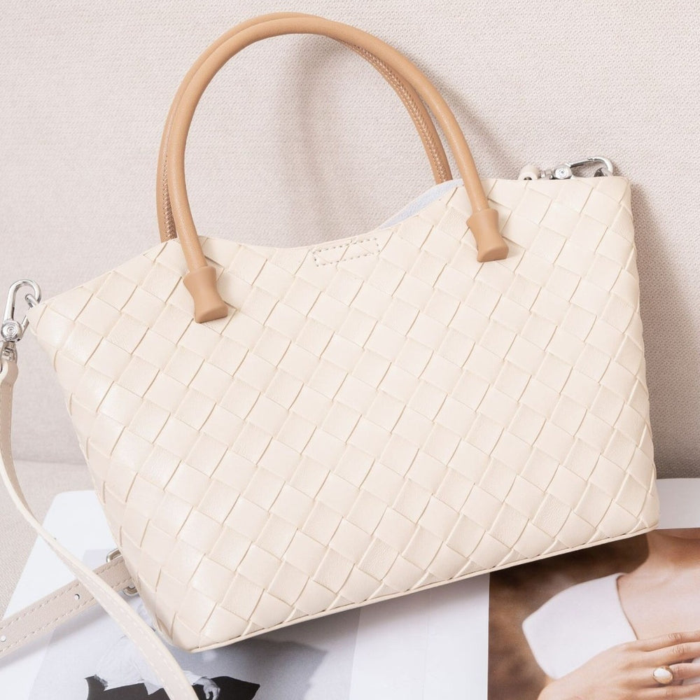 Elegant large-capacity niche style women's genuine leather satchel bag new arrivalins crossbody bag women's summer cowhide classy sense of woven