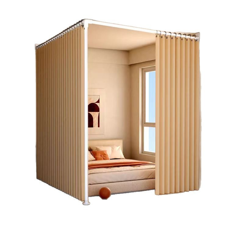 Easy-install bedroom rental room no-drill partition curtain beauty salon indoor bed divider l-shaped blackout curtain