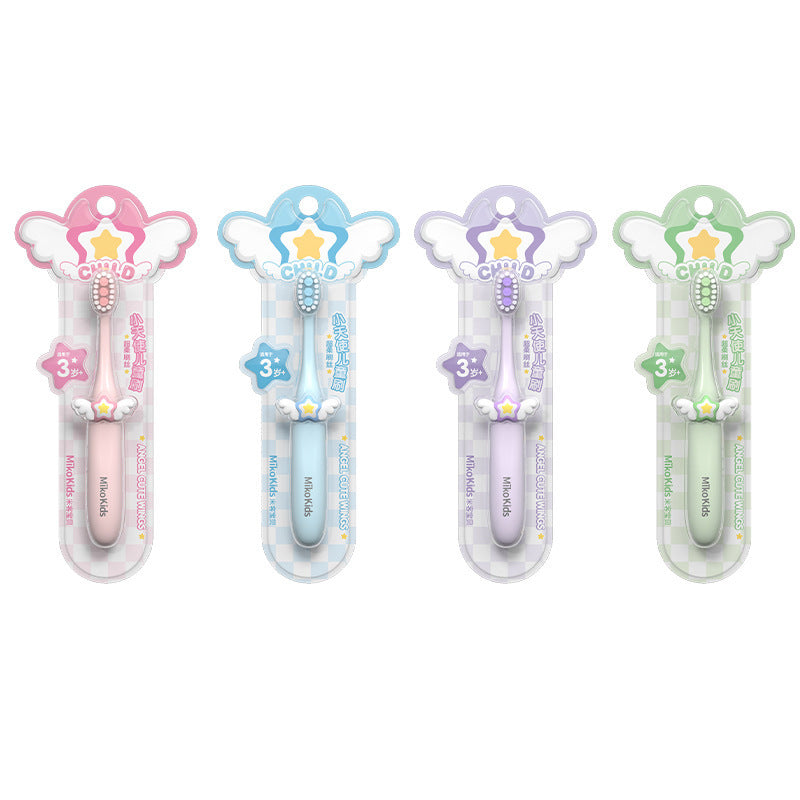 Cartoon little angel children's soft-bristled toothbrush 3-12 years old baby household cute separate cardboard packaging manufacturer wholesale