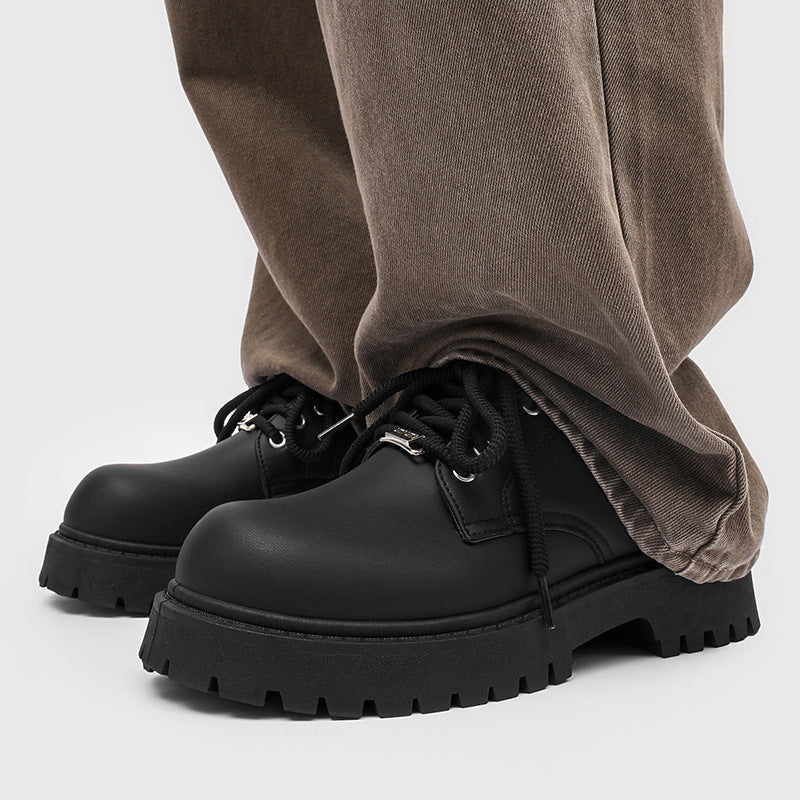 Derby shoes men's thick soleboots black big toe round toe work clothingcleanfitworkwearcasual leather shoes