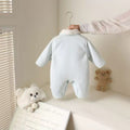 Autumn winterfleece-linedthickened super cute baby onesie for men and women baby outing khaki newborn clothes fleece-lined