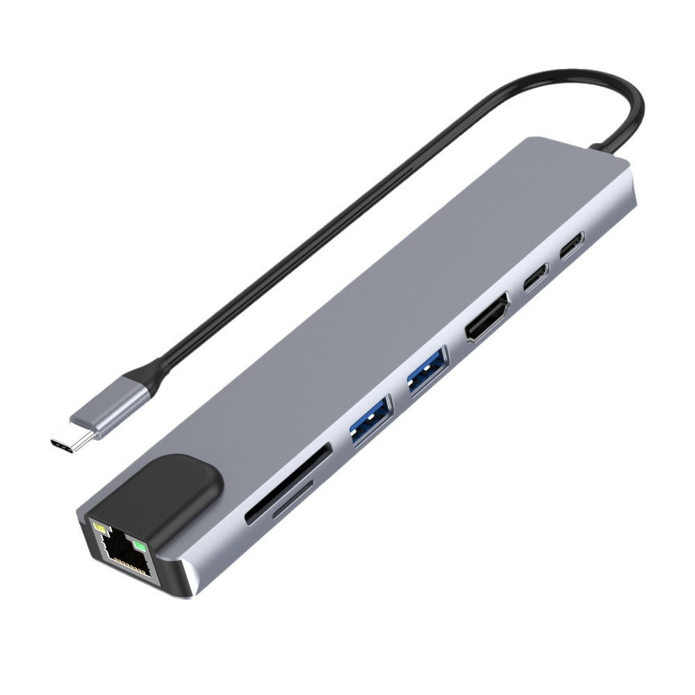 8-in-1 docking station usb-c/hdmi/sd/tf/pd fast charging network card in one machine typec docking station