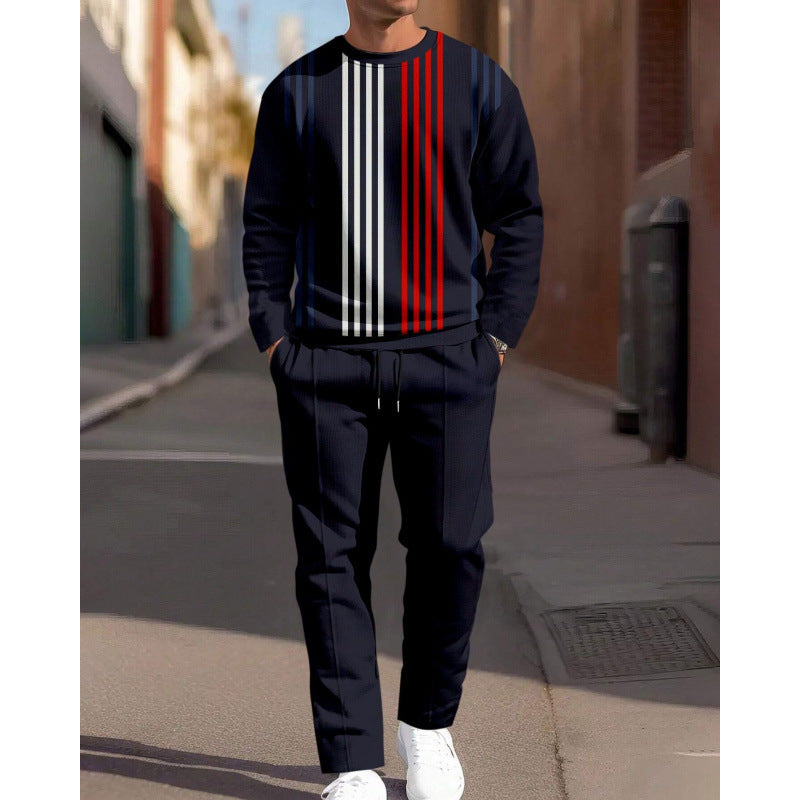 cross-border e-commerce 3d digital print men's autumn/winter new casual fitted long-sleeve hoodie and pants set