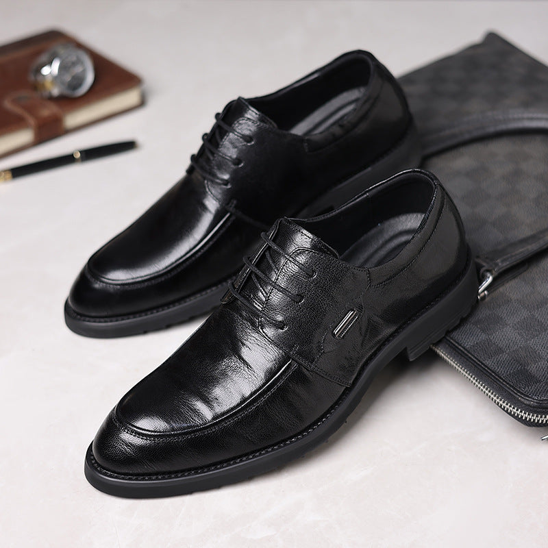 Leather shoes for men, business formal wear, k-style british style, live broadcast casual leather shoes, youth work, groom, wedding, trendy leather shoes