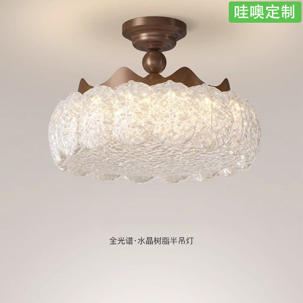 [Wow] Medieval style crystal resin simple light luxury full spectrum eye protection lamp atmospheric high-end ceiling lamp semi-hanging