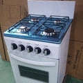White 500mm wide four-burner gas stove with gas oven, manual ignition, export-grade, dropshipping available
