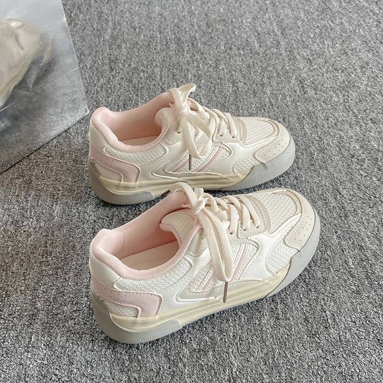 Women's sneakers - mesh breathable casual shoes - trendy ins style - new spring/summer 2025 collection - versatile chunky platform white shoes