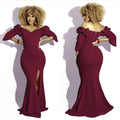 European and american export african women's evening gown elegant long one-shoulder mermaid host dress long skirt