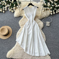 French sleeveless a-line dress women's summer red high waist waist large swing elegant vest dress classy sense