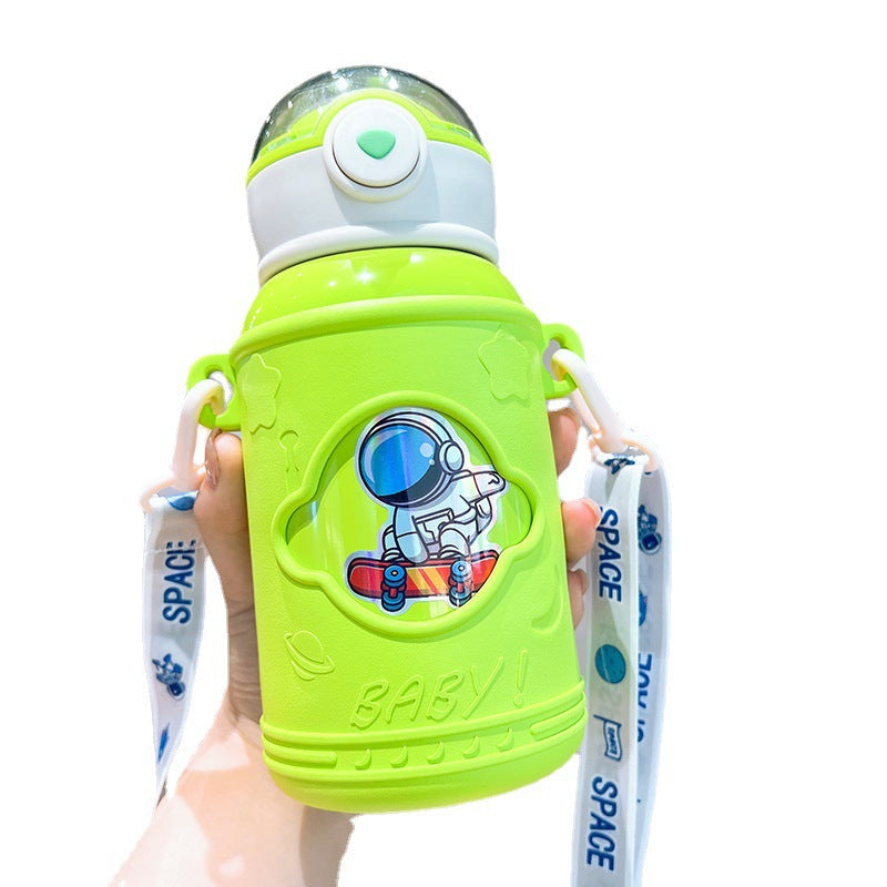 Astronaut-themed kids' insulated water bottle - 316 stainless steel straw cup, high-value design, popular online, large capacity, outdoor tumbler
