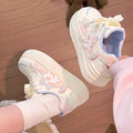 Girls' versatile chunky sole sneakers - new spring  cartoon sports casual trendy white shoes for students