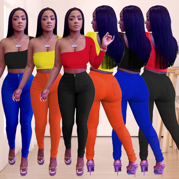 YD8644 -C2 special products are non-refundable and non-exchangeable, European and American fashion contrasting color irregular tops two-piece set