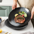 Japanese-style trendy ceramic steak plate - round dinner plate, western food plate, hotel-sized flat plate