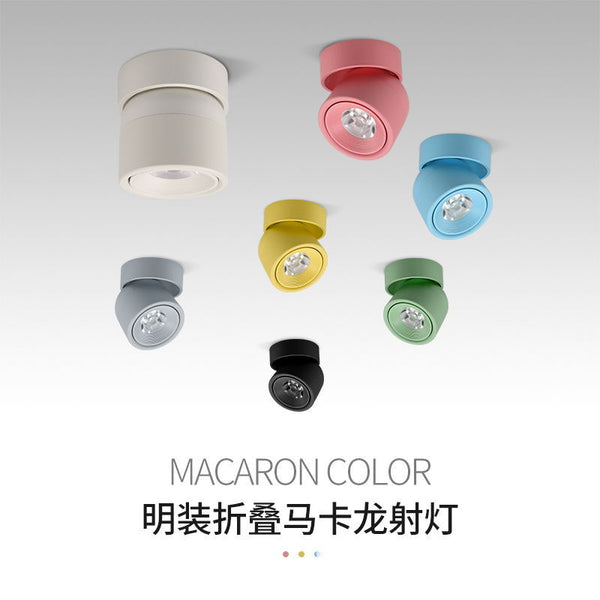 马卡龙COB悬浮式360°旋转明装小射灯绿蓝黄粉黑白商用家用天花灯