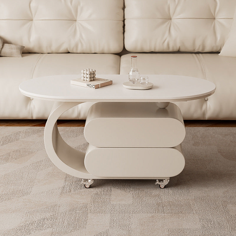 Luxury italian rock slab mobile coffee table - modern minimalist creative coffee table for small apartments and living rooms