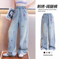 Girls' tencel denim pants - new  summer collection: lightweight ice silk trousers for kids, wide-leg summer pants for older girls