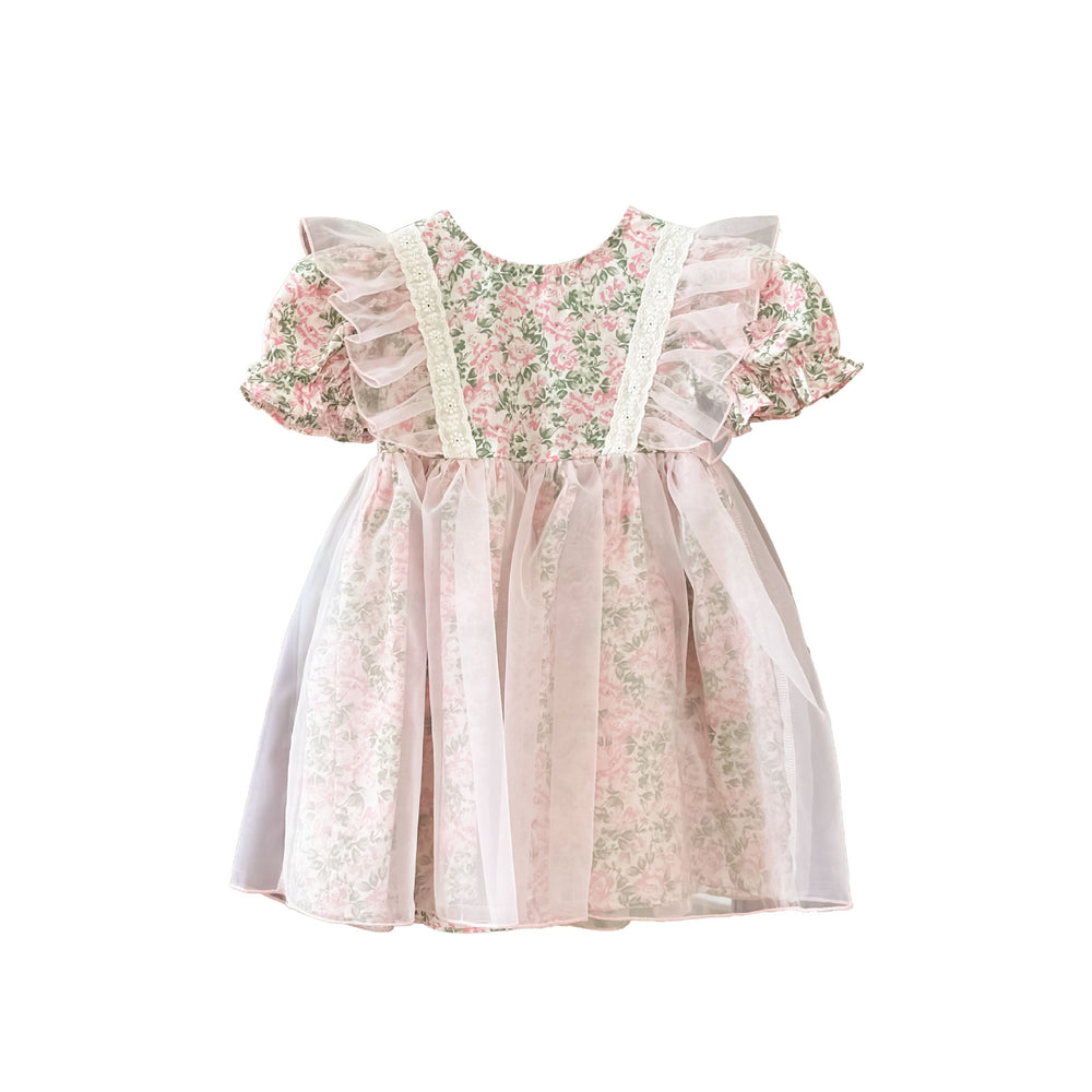 【clearance】girls' floral princess dress - new korean style puff sleeve dress for little girls and babies - chic and stylish
