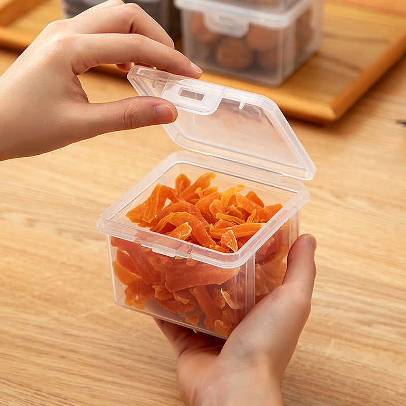 Desktop square clamshell storage box Plastic crisper Food grade nut snack storage box Sealed storage box